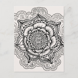 Cartão Postal Mandala Preta e Branca