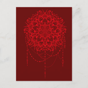 Cartão Postal Mandala red maroon Indian