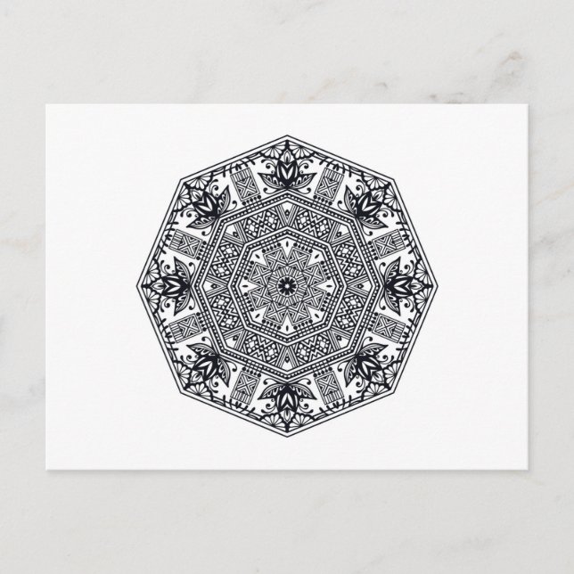 Cartão Postal Mandala Round Ornament (Frente)