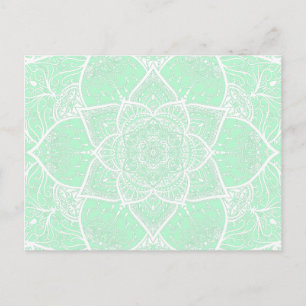 Cartão Postal Mandala Verde e Branco - Loergann no Jade