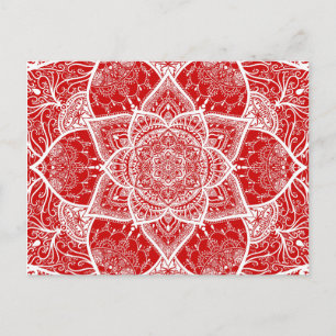 Cartão Postal Mandala Vermelha e Branca - Loergann na Cereja