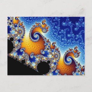 Cartão Postal Mandelbrot Azul Fractal Espiral Dupla