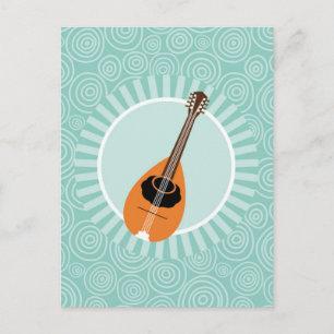 Cartão Postal Mandolin Fun Turquoise Swirl Music