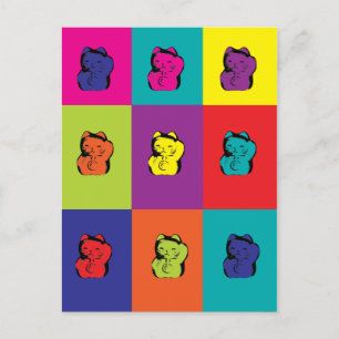 Cartão Postal Maneki Neko Gatinho Pop Art