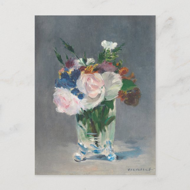 Cartão Postal Manet | Flores num Vaso Cristal, c.1882 (Frente)