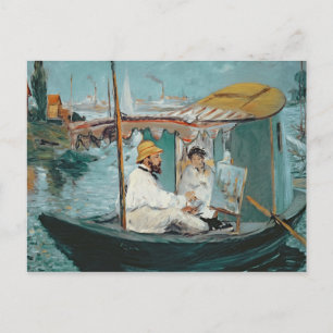Cartão Postal Manet Monet no seu Estúdio Flutuante, 1874