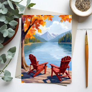 Cartão Postal Manhã à Beira do Lago Arte de Paisagem Montanhos