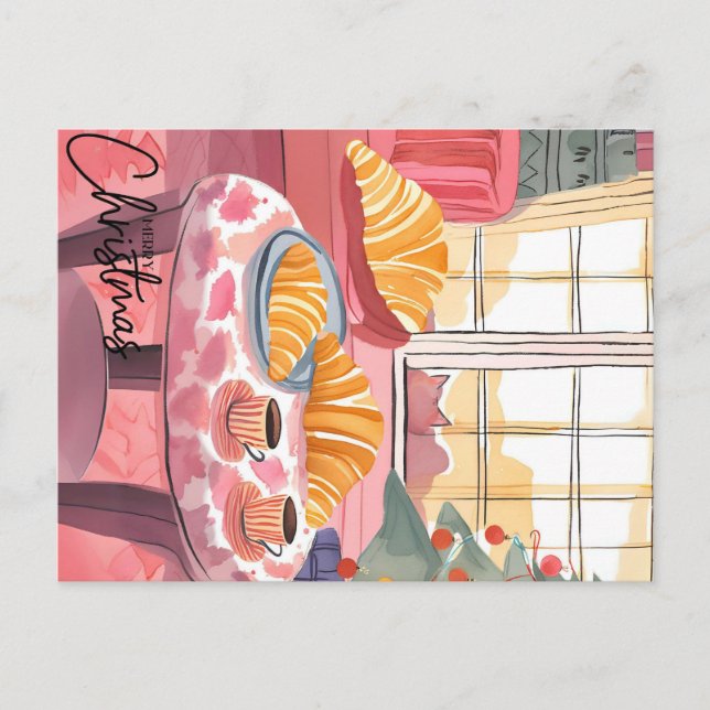 Cartão Postal Manhã Croissant de Natal (Frente)