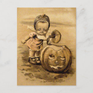 Cartão Postal Manhã de Halloween (Cartão Antigo de Halloween)