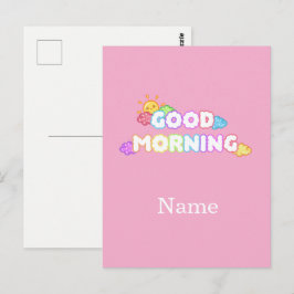 Cartão Postal Manhã Ensolarada e Nuvens Arco-Íris Kawaii