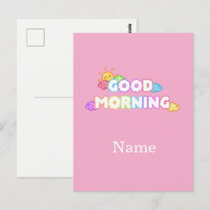 Cartão Postal Manhã Ensolarada e Nuvens Arco-Íris Kawaii