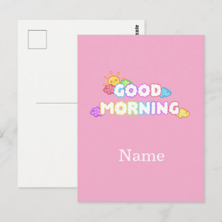 Cartão Postal Manhã Ensolarada e Nuvens Arco-Íris Kawaii