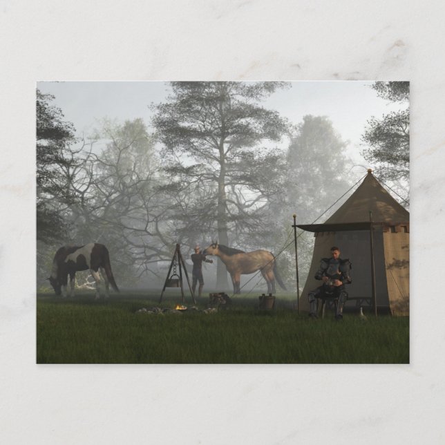 Cartão Postal Manhã no Acampamento Knights (Frente)