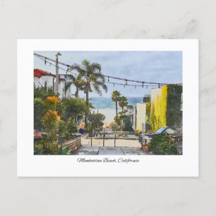 Cartão Postal Manhattan Beach California Watercolor Painting