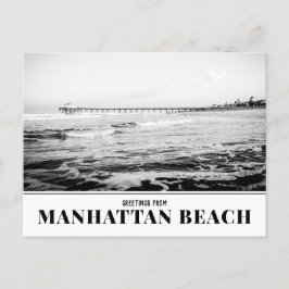 Cartão Postal Manhattan Beach Pier, Black and White Postcard