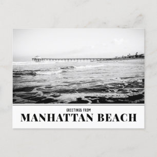 Cartão Postal Manhattan Beach Pier, Black and White Postcard