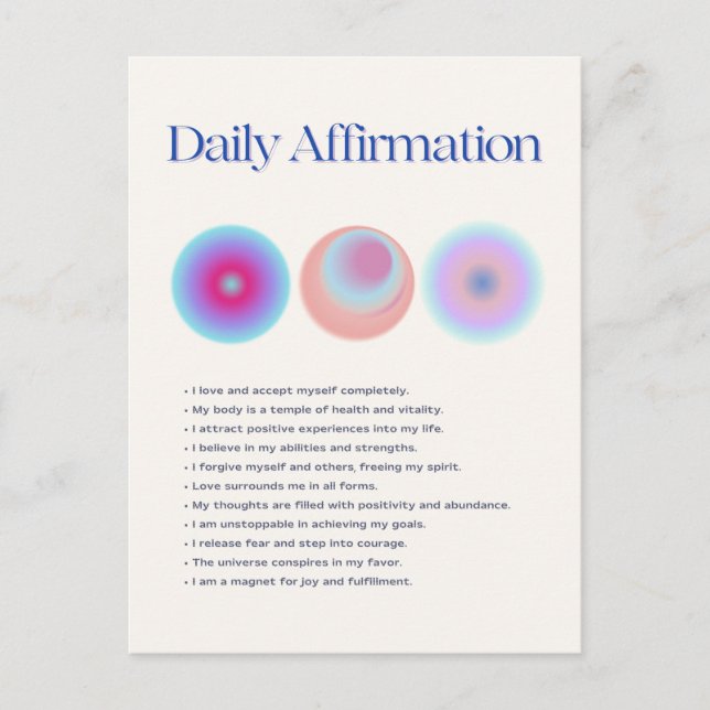 Cartão Postal manifestação diária de afirmações (Frente)