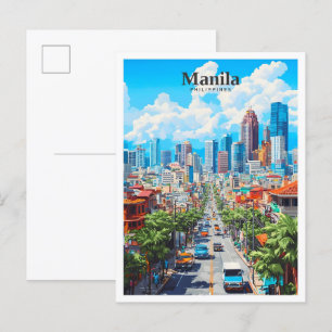 Cartão Postal Manila Filipinas Art Viagens vintage