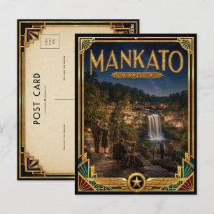 Cartão Postal Mankato Minnesota Arte Deco Vintage Idade Dourada