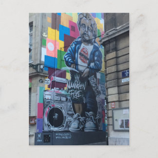 Cartão Postal Mannekin Pis Building Grafite Bruxelas Bélgica