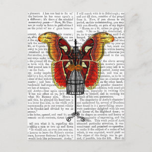Cartão Postal Mannequin Red E Yellow Butterfly