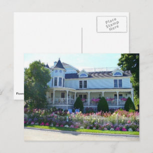 Cartão Postal Mansão Jardim de Flores, Ilha Mackinac, Michigan