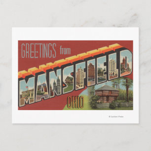 Cartão Postal Mansfield, Ohio - Cenas com Letras Grandes