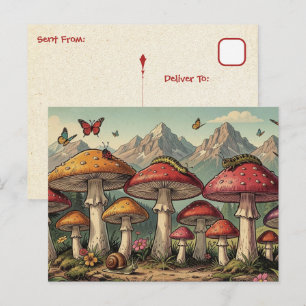 Cartão Postal Mantendo Contato   Cogumelos Caprichosos