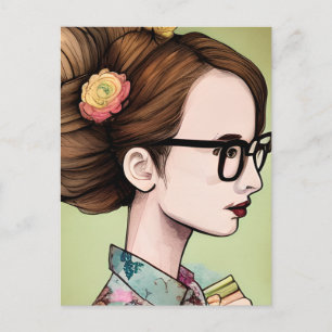 Cartão Postal Mantendo contato com um amigo que ama um livro