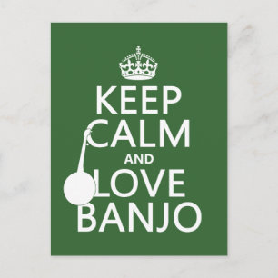 Cartão Postal Mantenha a Calma e Ame o Banjo