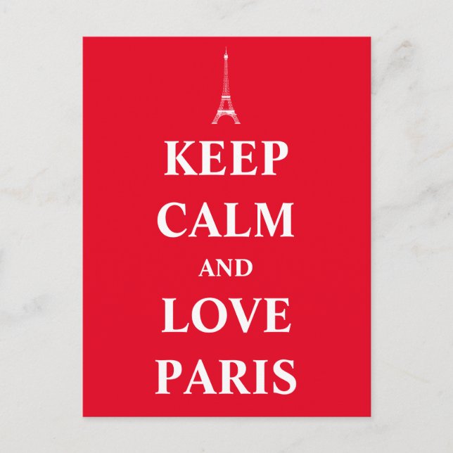 Cartão Postal Mantenha a calma e ame Paris (Frente)