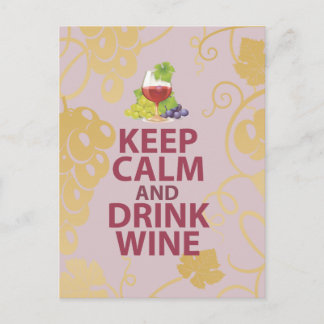 Cartão Postal Mantenha a Calma e Beba Vinho Presente Design de A