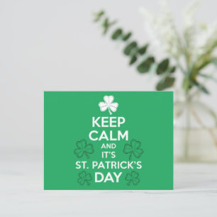 Cartão Postal Mantenha a Calma É Dia de São Patrício Irlandês