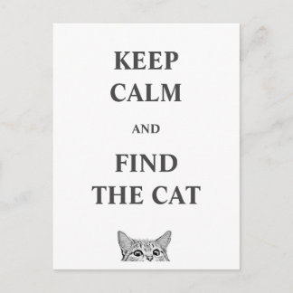 Cartão Postal Mantenha a calma e encontre o gato