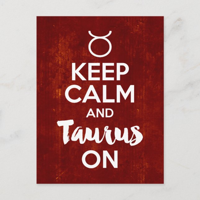 Cartão Postal Mantenha Calm Taurus Na Astrologia De Aniversário (Frente)