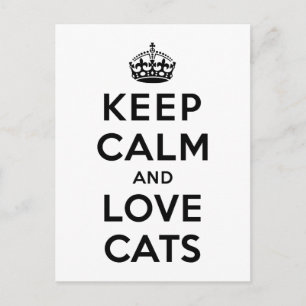 Cartão Postal Mantenha Calma e Ame Gatos