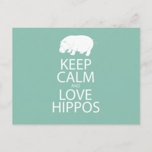 Cartão Postal Mantenha calma e amor Hippos Impressão Hippopotam