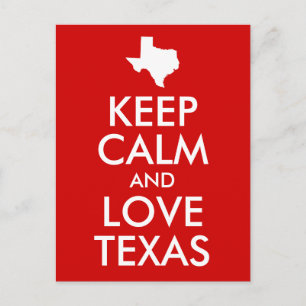 Cartão Postal Mantenha Calma e Amor, Texas Vermelho