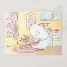 Cartão Postal Mantenha calma e assar, coelhinho de urso polar