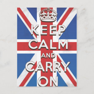 Cartão Postal Mantenha Calma e Continue British Flag