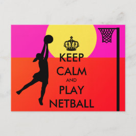 Cartão Postal Mantenha calma e toque o slogan do Netball