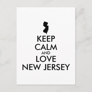 CARTÃO POSTAL MANTENHA CALMO E AMES PERSONALIZÁVEIS NOVO JERSEY