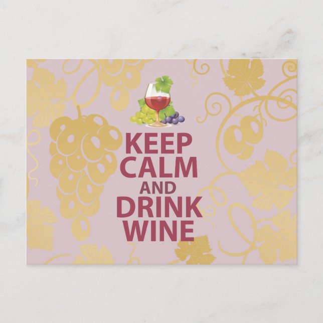 Cartão Postal Mantenha-se calmo e beba vinho Presente Design de  (Frente)