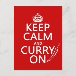 Cartão Postal Mantenha-se Calmo e Curry Ligado