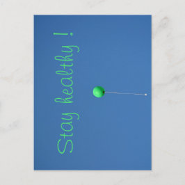 Cartão Postal Mantenha-se saudável com balão verde no céu