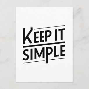 Cartão Postal Mantenha Simples Citação Minimalista de Design