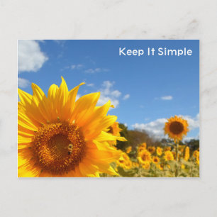 Cartão Postal Mantenha Simples com girassóis
