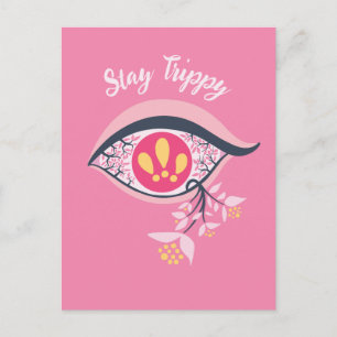 Cartão Postal Mantenha Trippy Olho Rosa Psicodélico Floral