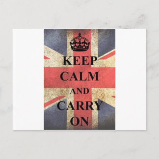Cartão Postal manter a calma e o carregar na inglaterra