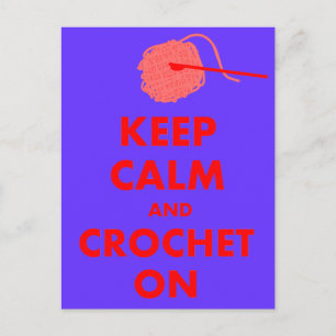 Cartão Postal Manter Calmo e Crochet em Presentes